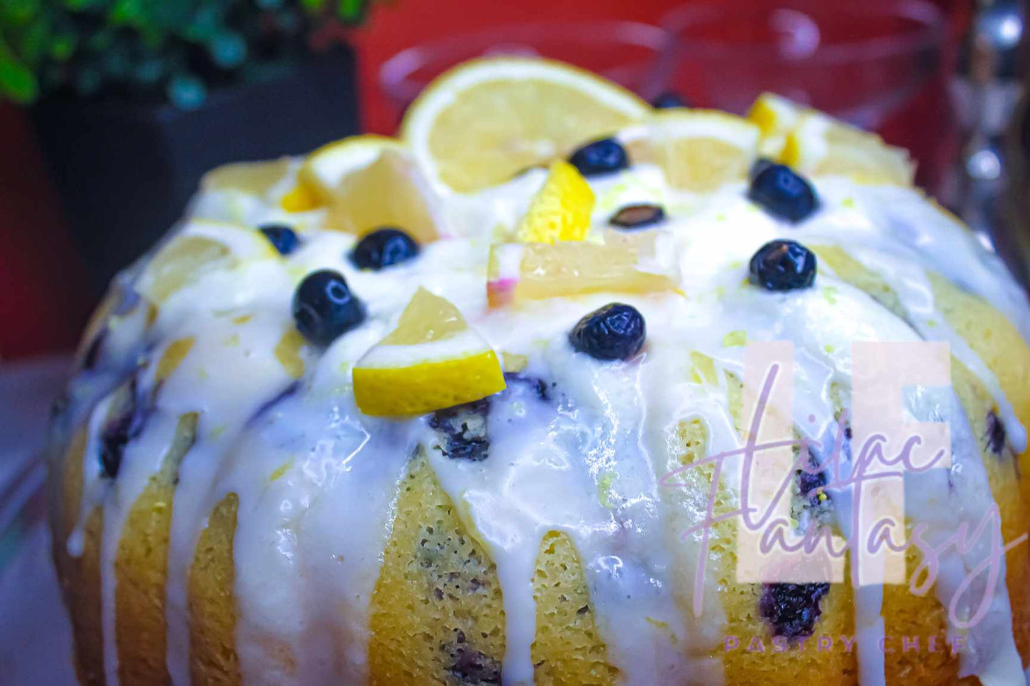 8-inch Custom lemon blueberry bundt cake by pastry chef Lilac