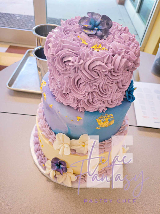 3 tier 4-,6-, & 8- inch custom cake by pastry chef Lilac