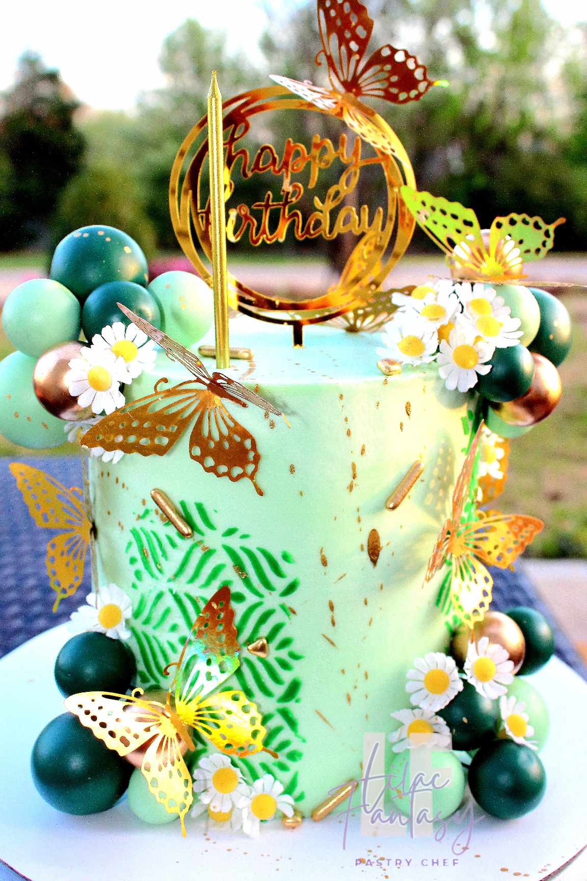 6-inch green happy birthday cake by pastry chef Lilac