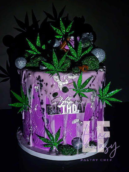 8-inch Weed themed custom cake baked by pastry chef Lilac