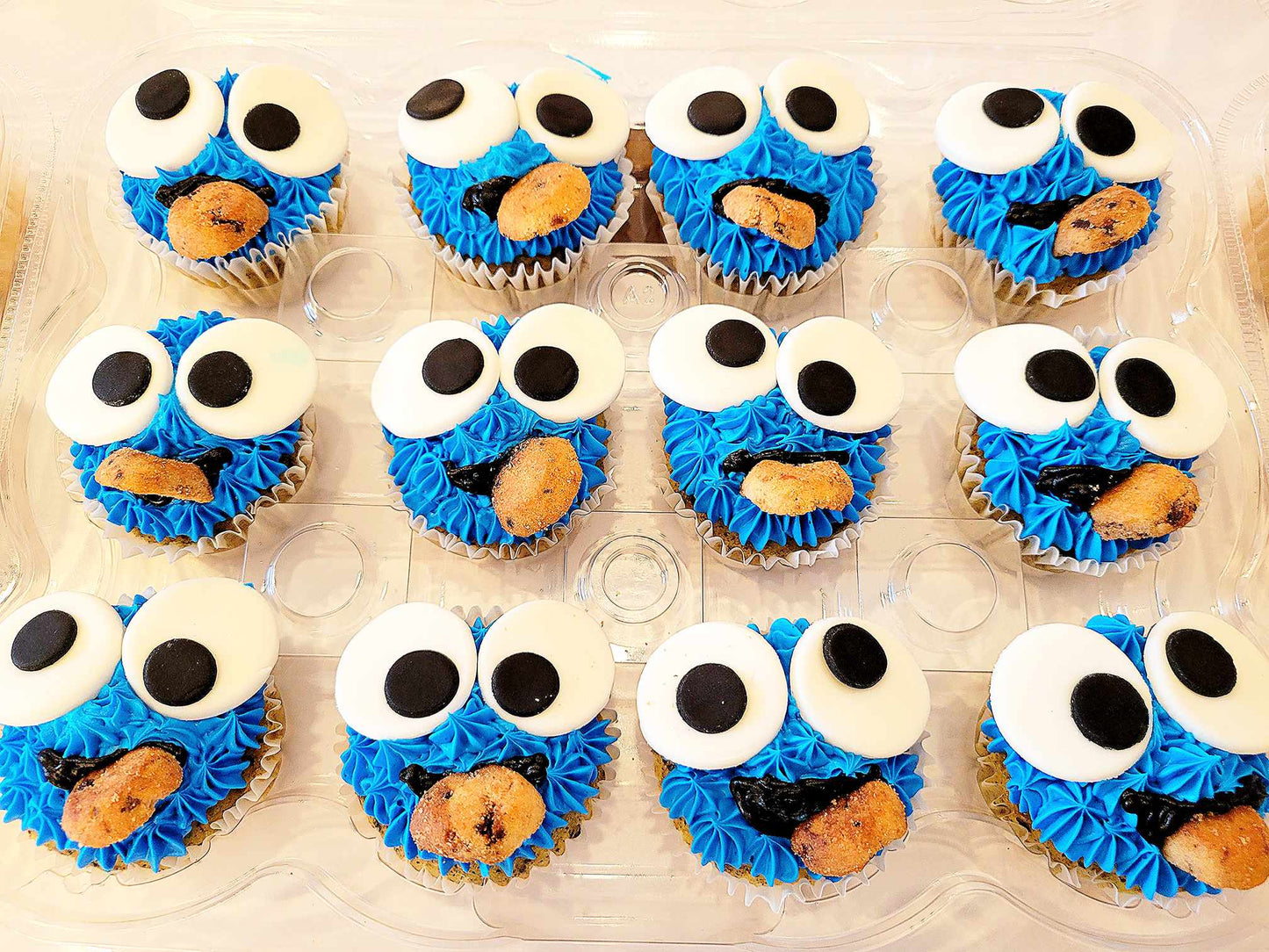 Cookie monster custom cupcake baked by pastry chef Lilac